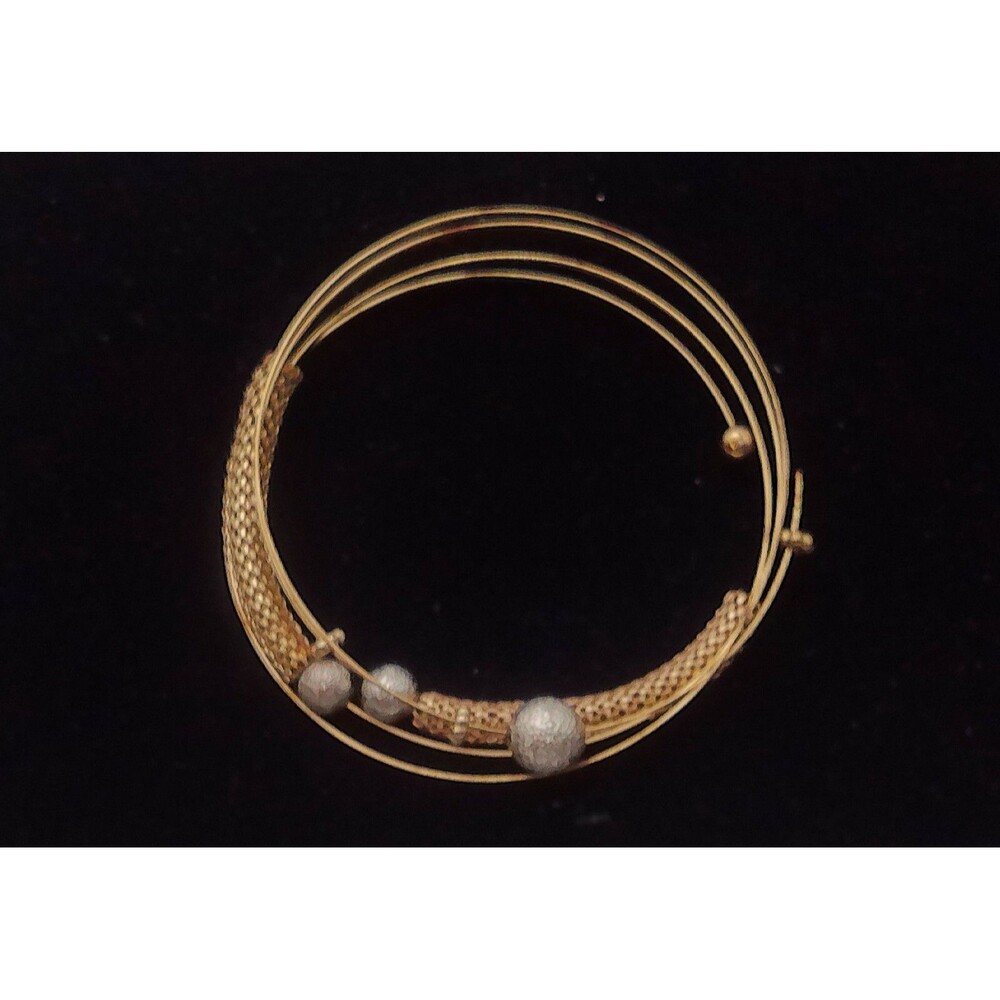 Wrap-Around Silver and Gold Tone Metal Bracelet